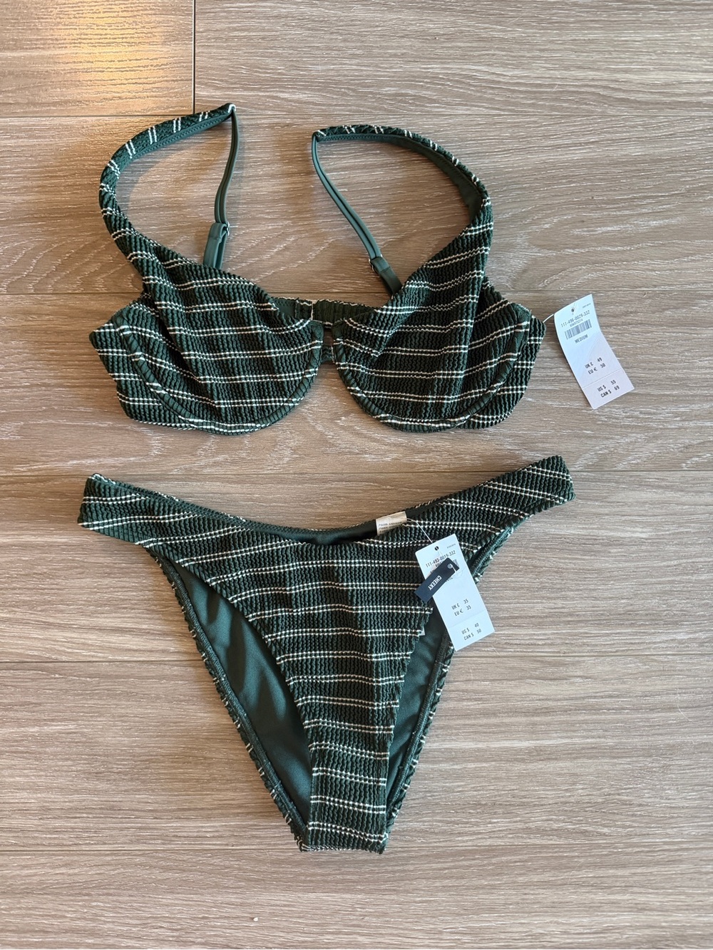 New Abercrombie & Fitch Bikini Set High Apex Underwire Top Cheeky Bottom Medium